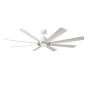 Aura 72" Outdoor Ceiling Fan with Light in Brushed Nickel / Matte White