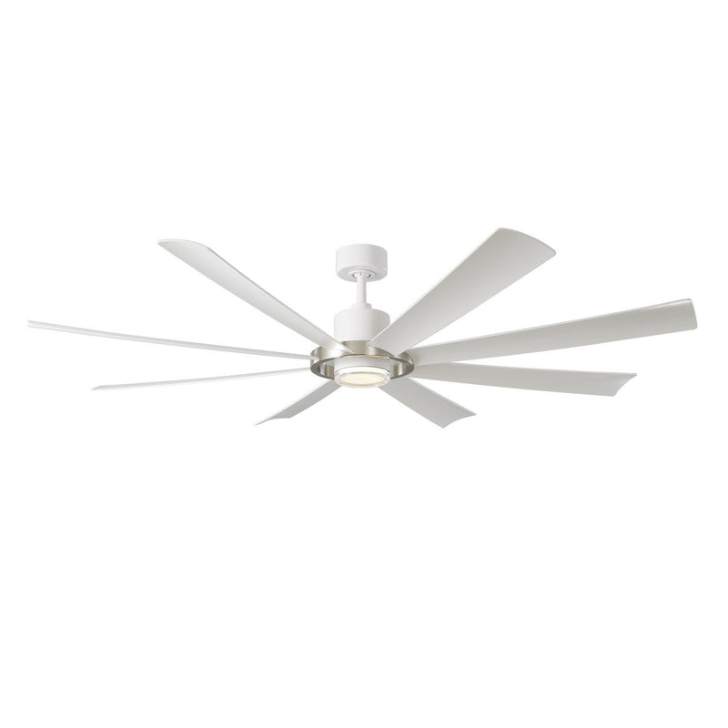 Aura 72" Outdoor Ceiling Fan with Light in Brushed Nickel / Matte White