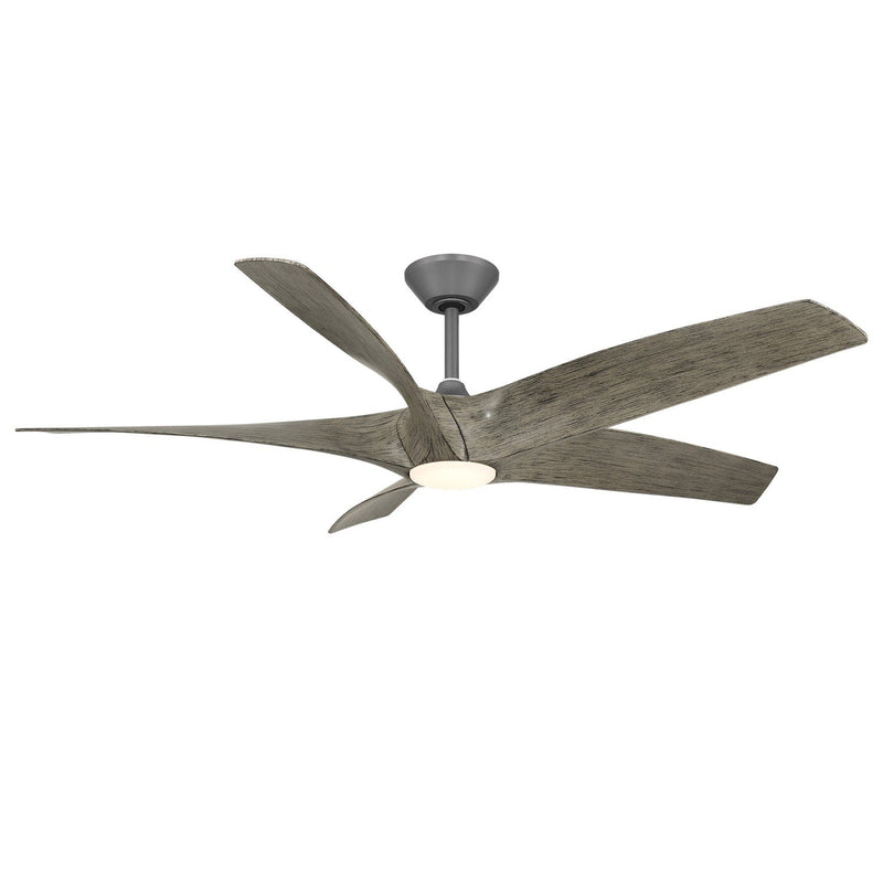 Zephyr 5 62" Outdoor Ceiling Fan with Light in Graphite / Weathered Wood