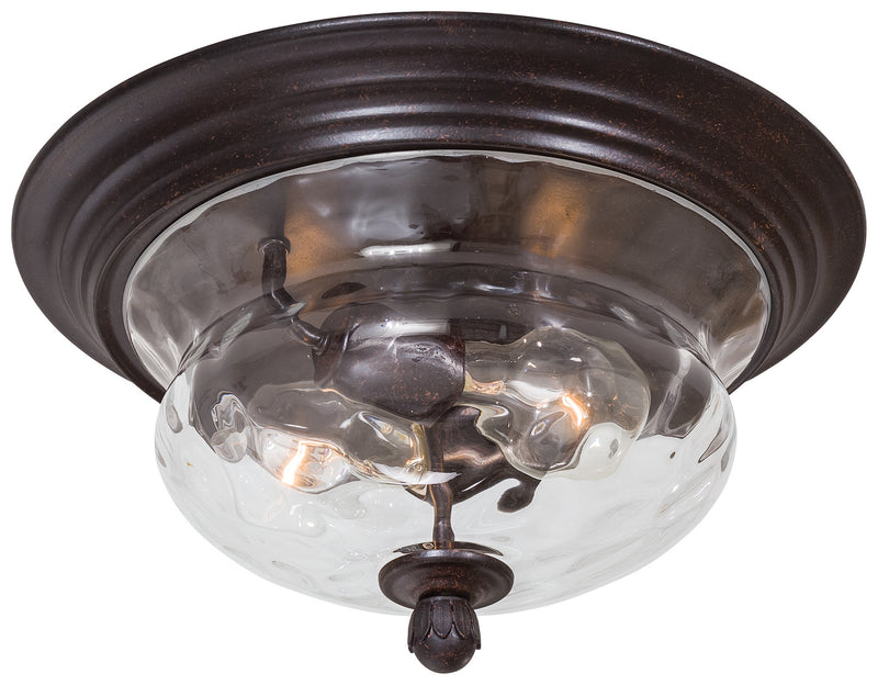 Merrimack 2-Light Flush Mount in Corona Bronze & Clear Hammered Glass - Lamps Expo