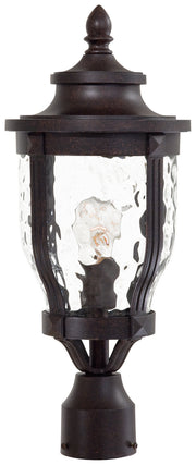 Merrimack 1-Light Post Mount in Corona Bronze & Clear Hammered Glass