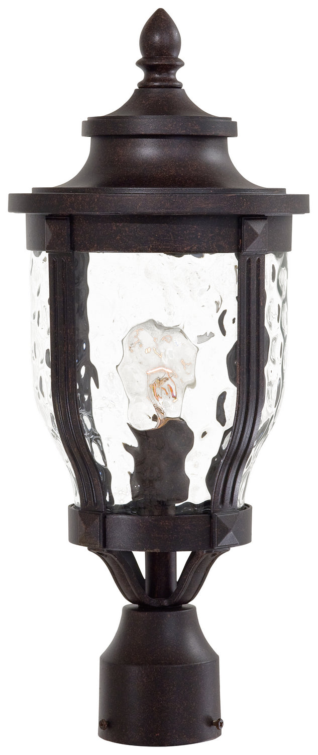 Merrimack 1-Light Post Mount in Corona Bronze & Clear Hammered Glass