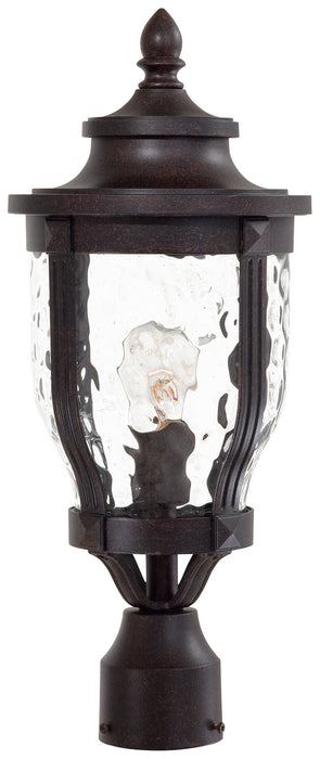 Merrimack 1-Light Post Mount in Corona Bronze & Clear Hammered Glass