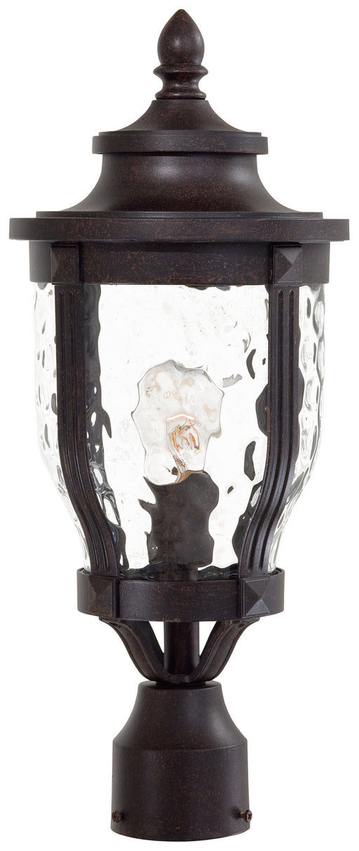Merrimack 1-Light Post Mount in Corona Bronze & Clear Hammered Glass