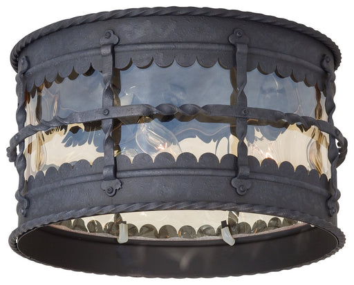 Mallorca 3-Light Outdoor Flush Mount in Spanish Iron