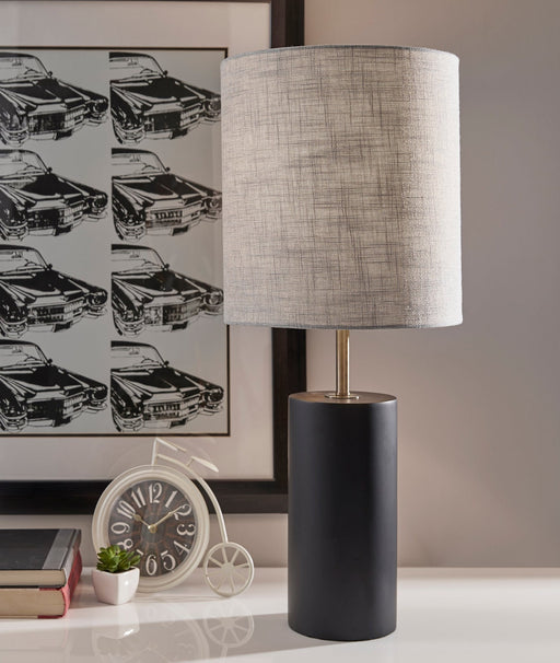 Dean Table Lamp in Black Poplar Wood W. Antique Brass