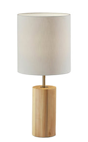 Dean Table Lamp in Natural Oak Wood W. Antique Brass