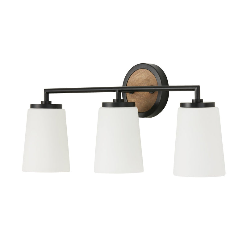 Jonah 3-Light Bath Vanity Light in Light Wood and Matte Black