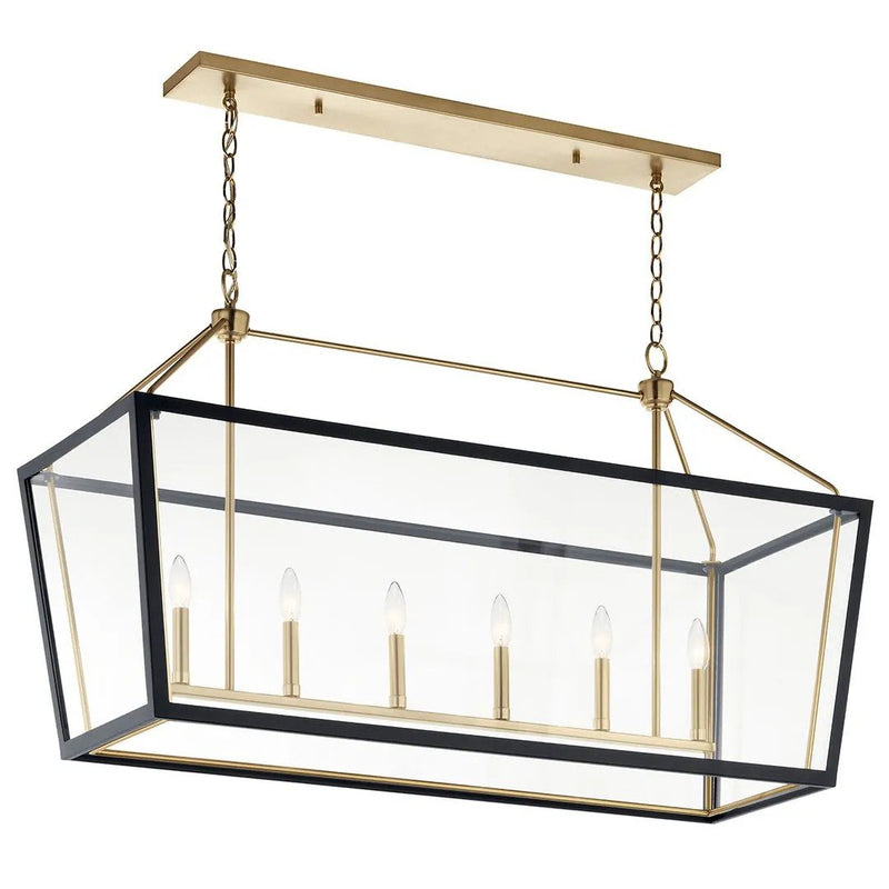 Delvin 6-Light Linear Chandelier in Champagne Bronze & Black
