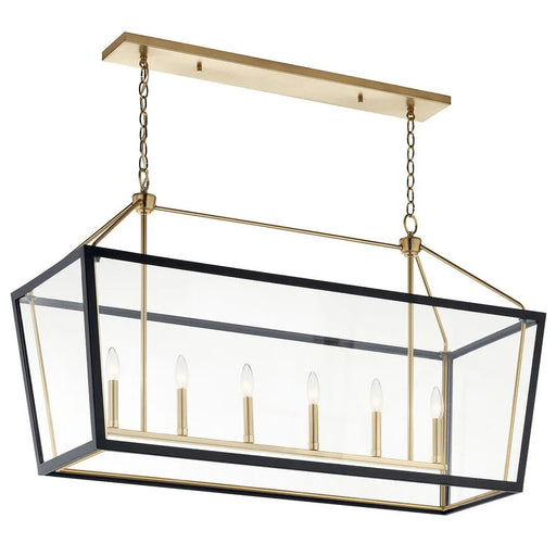 Delvin 6-Light Linear Chandelier in Champagne Bronze & Black