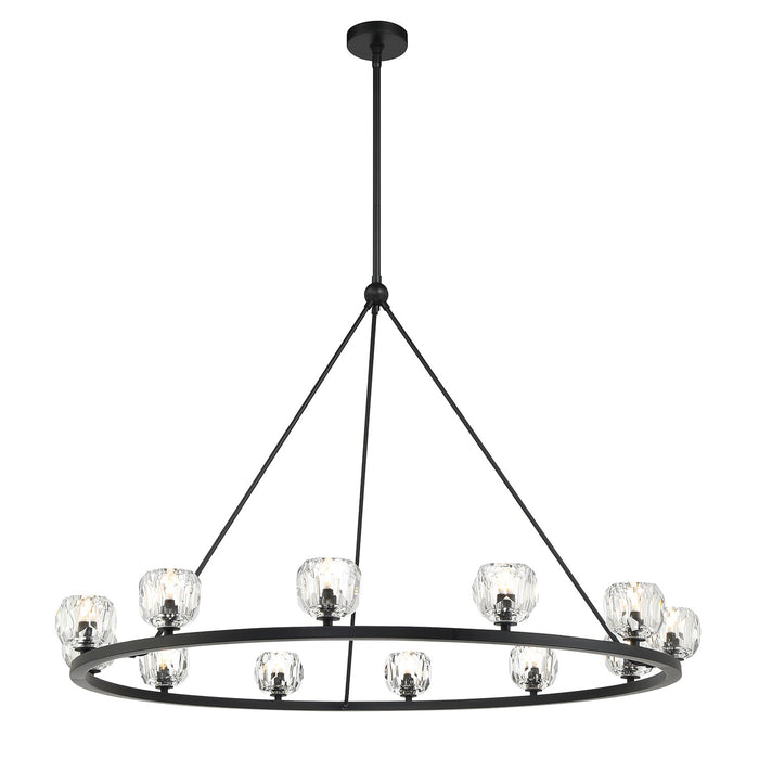 Aragon LED Chandelier in Matte Black & Crystal Shades - Lamps Expo