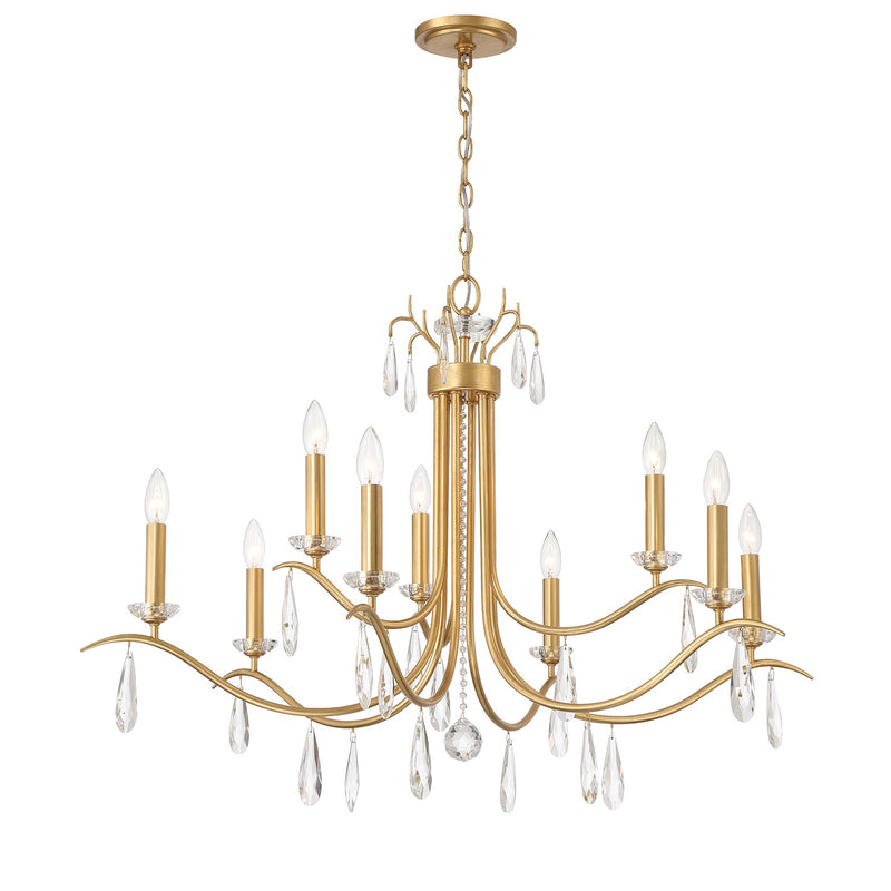 Rollins Nine Light Chandelier in Antique Gold