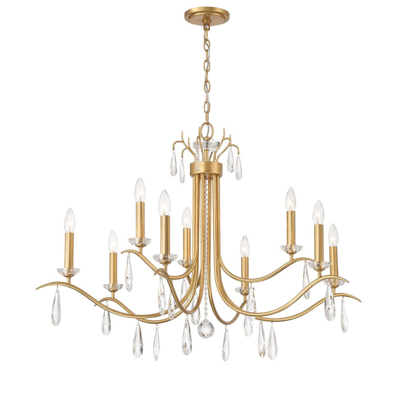 Rollins Nine Light Chandelier in Antique Gold