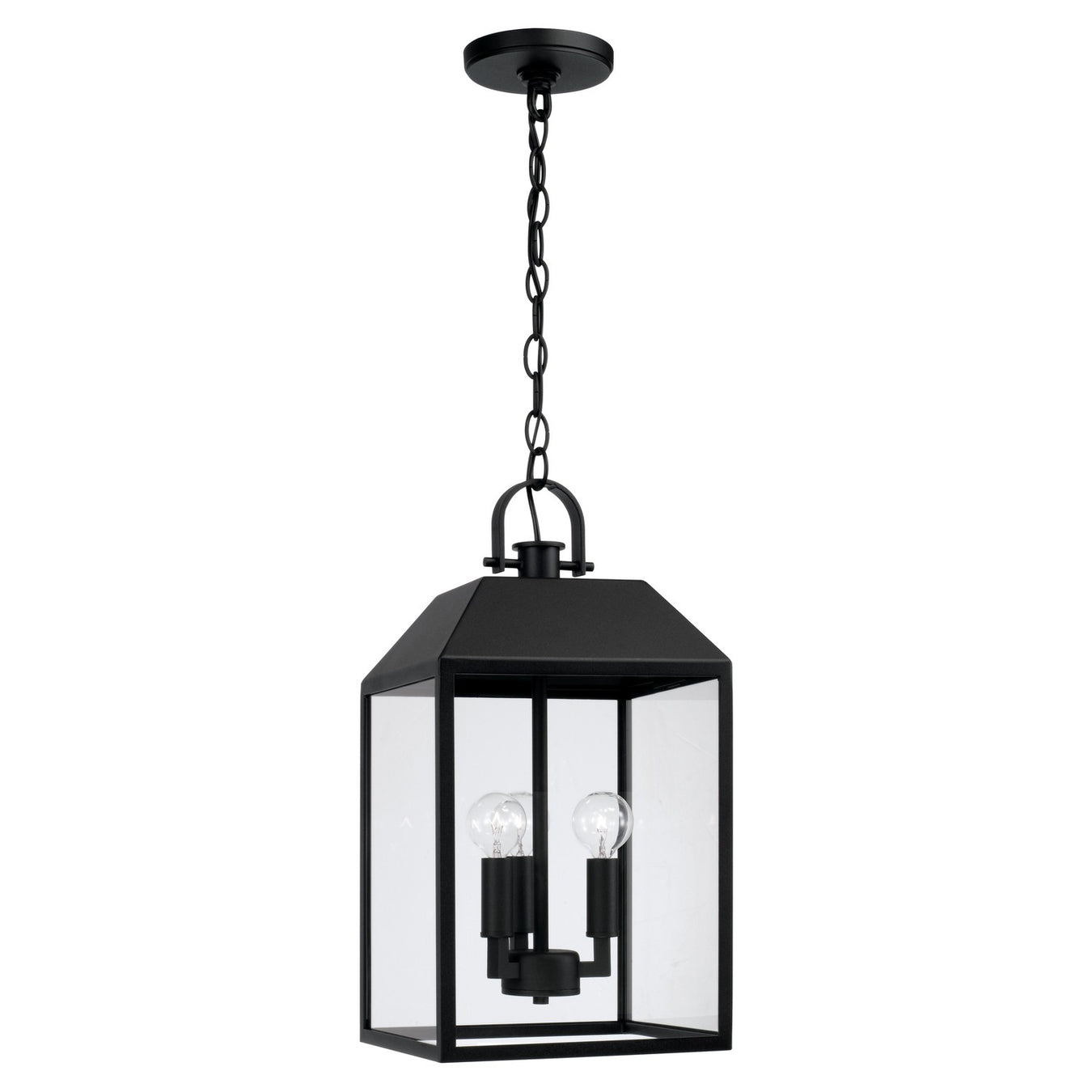 Nelson Three Light Outdoor Hanging Lantern in Black