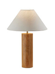 Martin Table Lamp in Natural Oak Wood W. Antique Brass