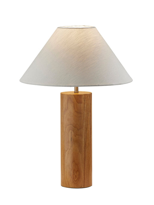 Martin Table Lamp in Natural Oak Wood W. Antique Brass
