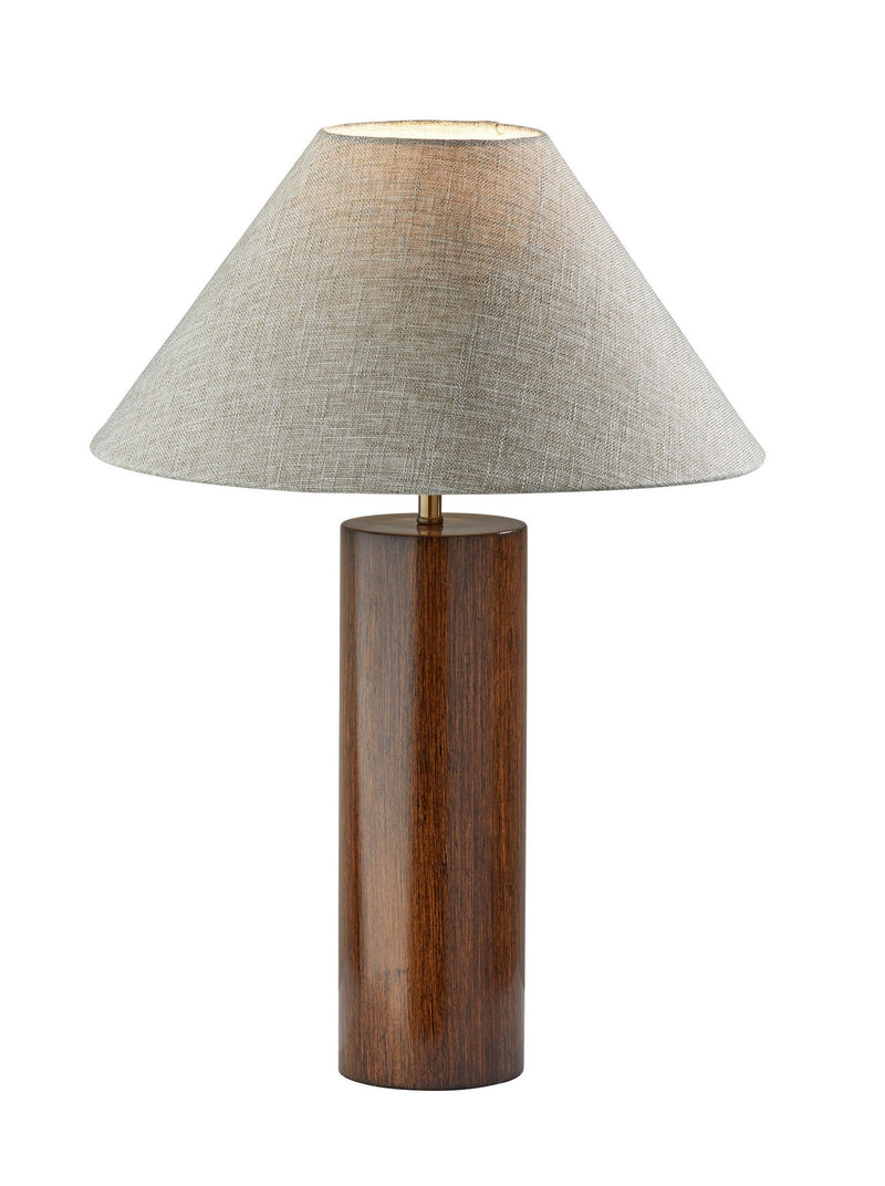 Martin Table Lamp in Walnut Poplar Wood W. Antique Brass