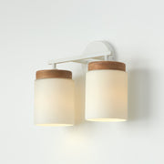 Liam 2-Light Bath Vanity Light in Light Wood and White