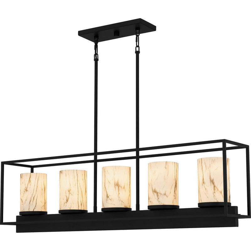 Bentley 5-Light Linear Pendant in Matte Black
