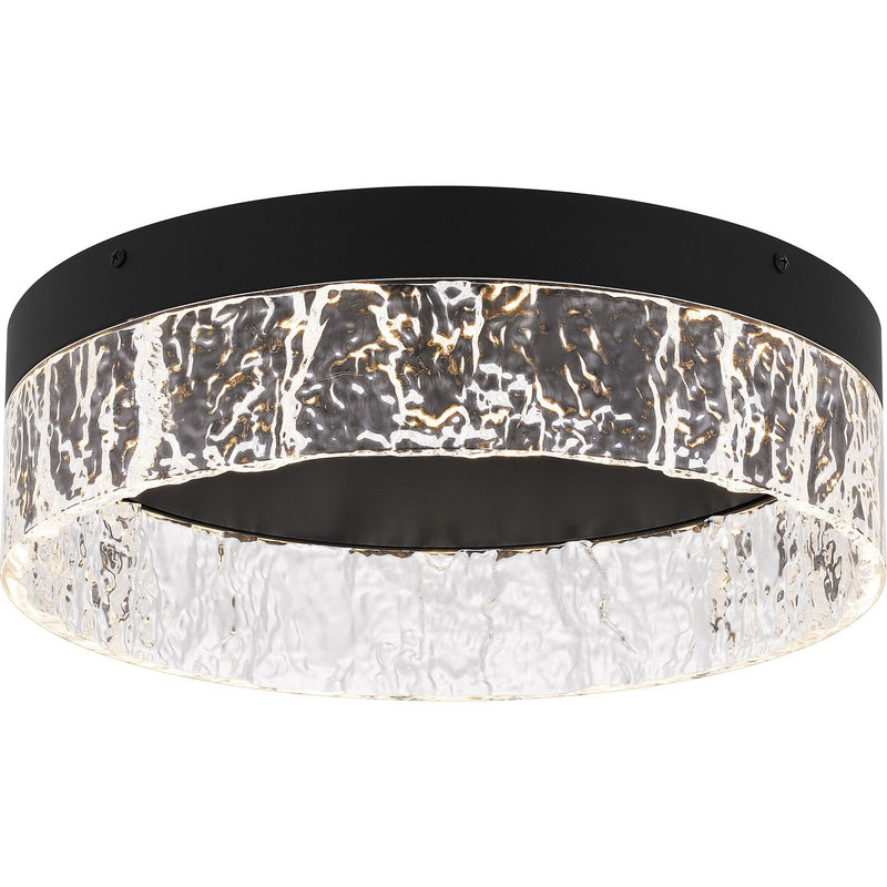 Round Textured Acrylic LED Flush Mount in Matte Black