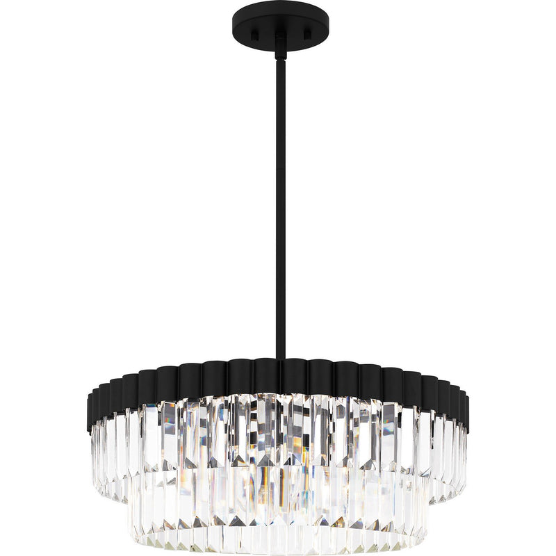 Crystal Drum 4-Light Pendant in Matte Black