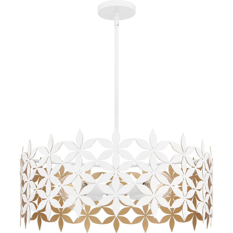 24" Metal Drum 4-Light Pendant in Matte White