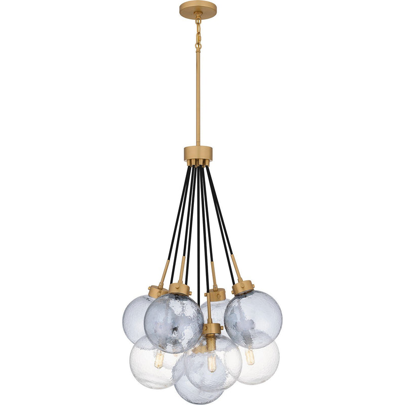 Glacial Glass Cluster 4-Light Pendant in Brushed Weathered Brass