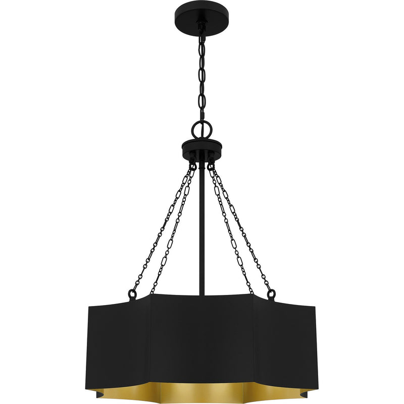 Geometric Metal Drum 4-Light Pendant in Matte Black