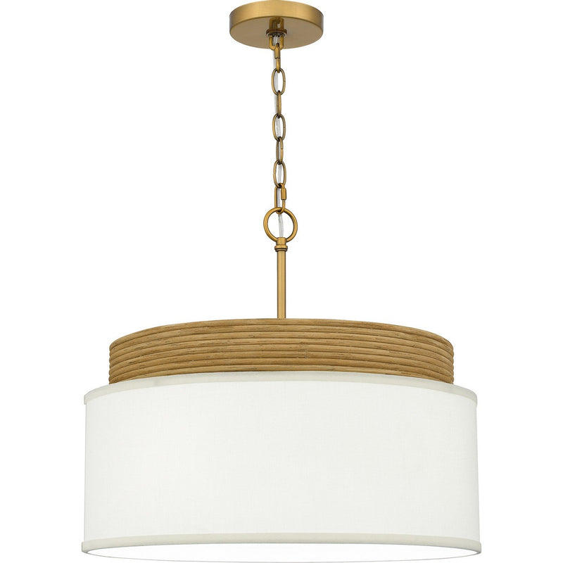 Linen Drum 4-Light Pendant in Brushed Gold