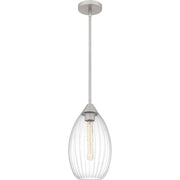 Piccolo Hammered Ribbed Glass Mini Pendant in Brushed Nickel