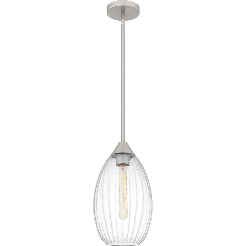 Piccolo Hammered Ribbed Glass Mini Pendant in Brushed Nickel
