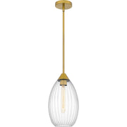 Piccolo Hammered Ribbed Glass Mini Pendant in Brushed Gold