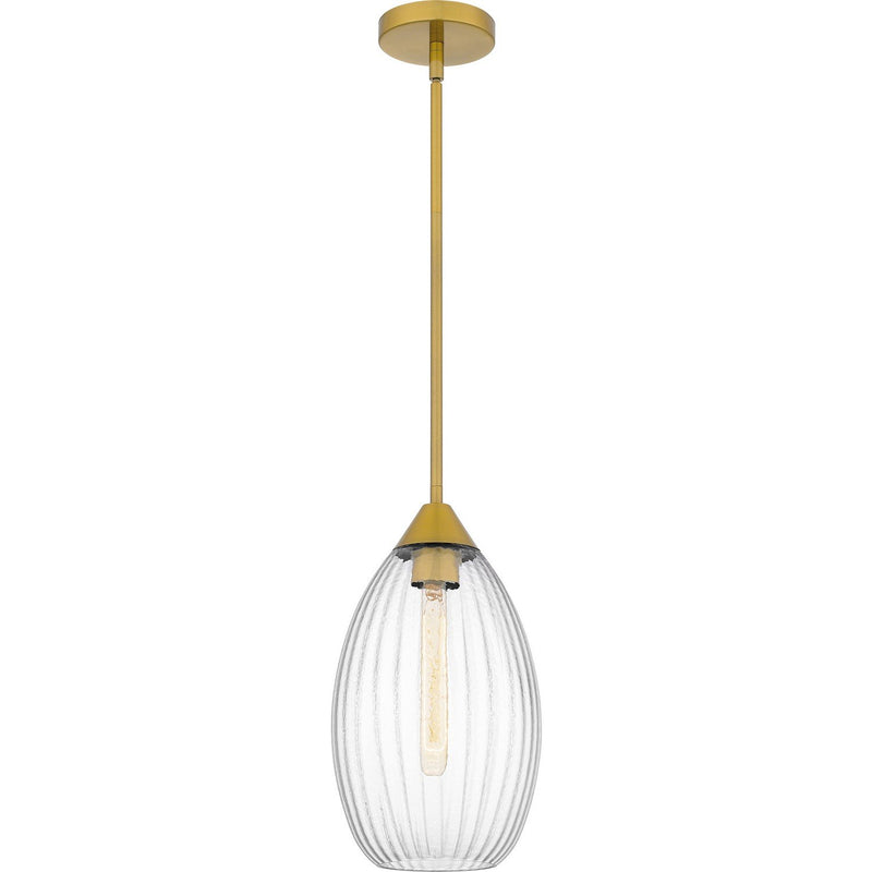 Piccolo Hammered Ribbed Glass Mini Pendant in Brushed Gold