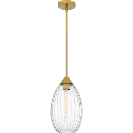 Piccolo Hammered Ribbed Glass Mini Pendant in Brushed Gold