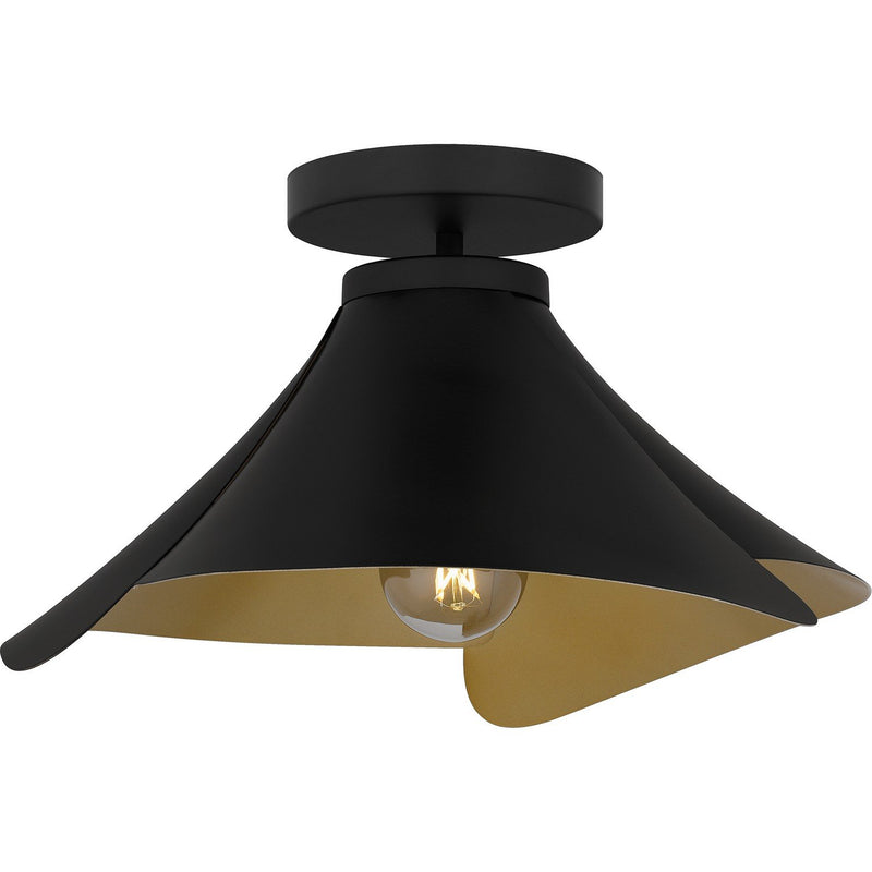 Curved Metal Semi-Flush Mount in Matte Black