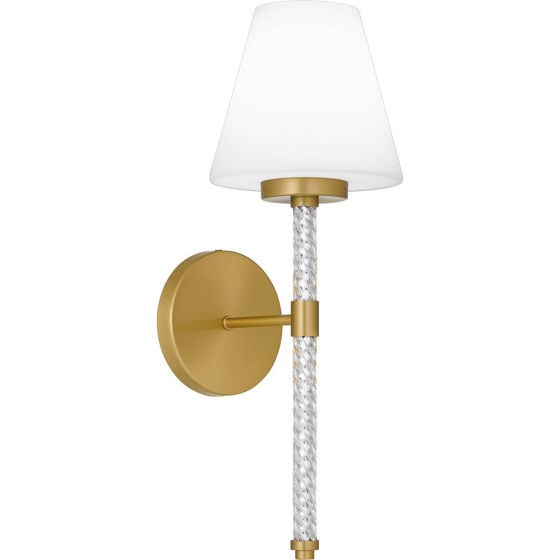 Opal Glass Armed Bath Sconce in Brushed Gold