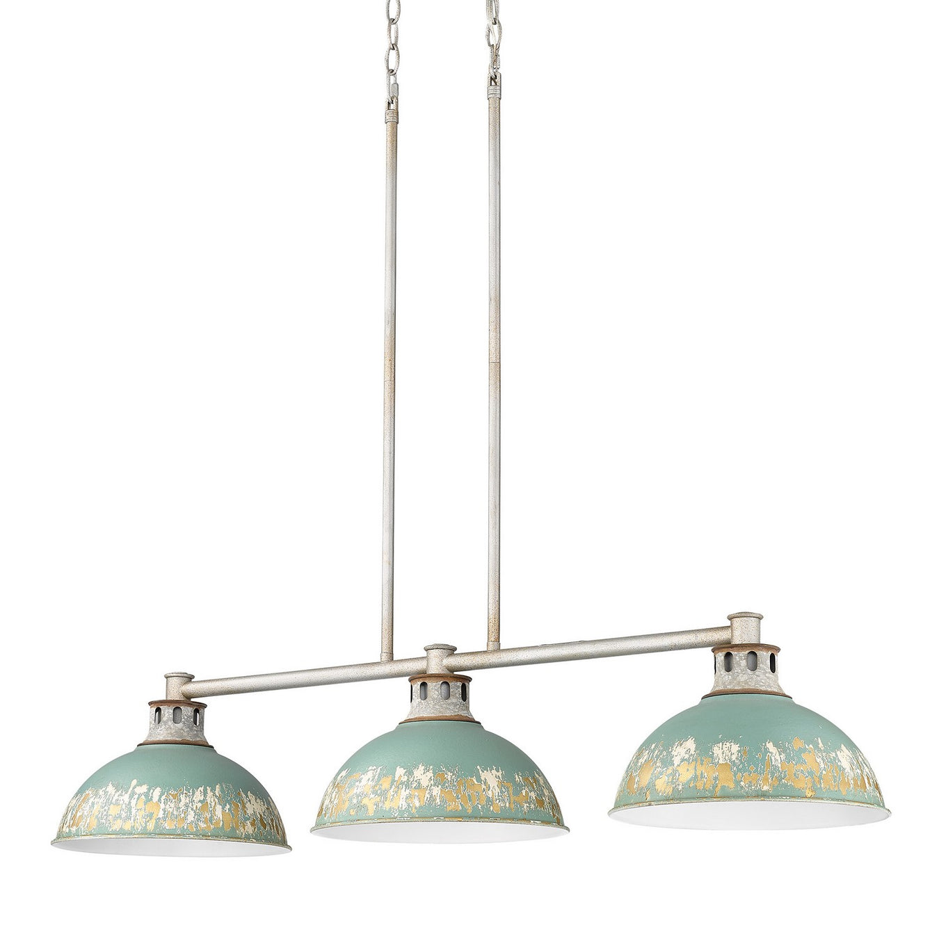 0865-3LP AGV-TEAL - Kinsley Linear Pendant in Aged Galvanized Steel by Golden Lighting