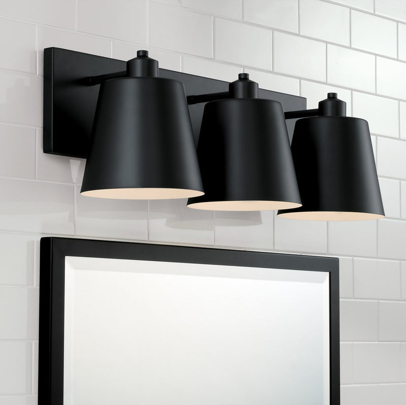 Alden 3-Light Bath Vanity Light in Matte Black