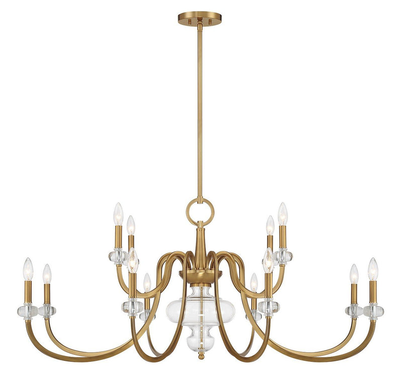 Bergdorf 12-Light Chandelier in Warm Brass