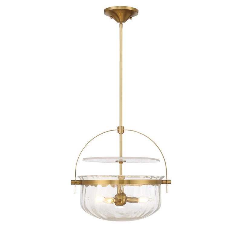 Denmar 4-Light Convertible Pendant in Warm Brass