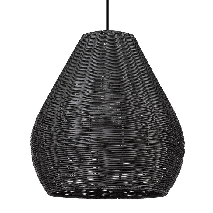 Melany 1 Light Pendant - Outdoor in Natural Black with Matte Black Wicker