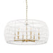 Ellie 6 Light Chandelier in Modern Brushed Gold with Bleached White Raphia Rope