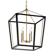 Delvin 4-Light 16" Chandelier in Champagne Bronze & Black