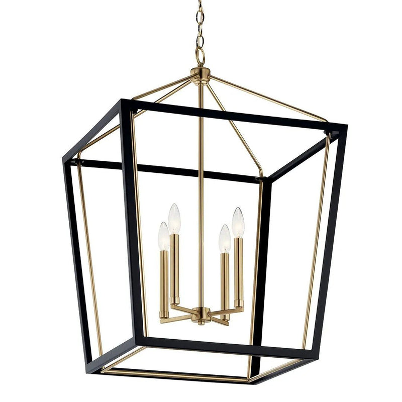 Delvin 4-Light 16" Chandelier in Champagne Bronze & Black