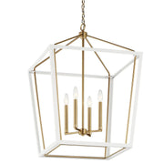 Delvin 4-Light 22" Chandelier in Champagne Bronze & White