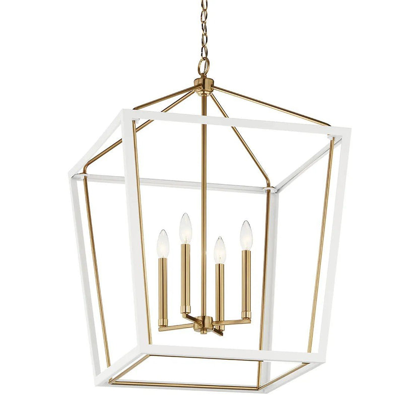Delvin 4-Light 22" Chandelier in Champagne Bronze & White