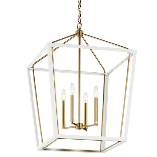 Delvin 4-Light 22" Chandelier in Champagne Bronze & White