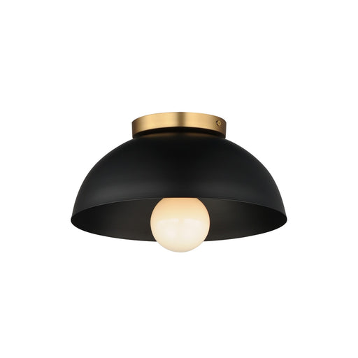 Thelonious One Light Flush Mount in Black / Natural Aged Brass