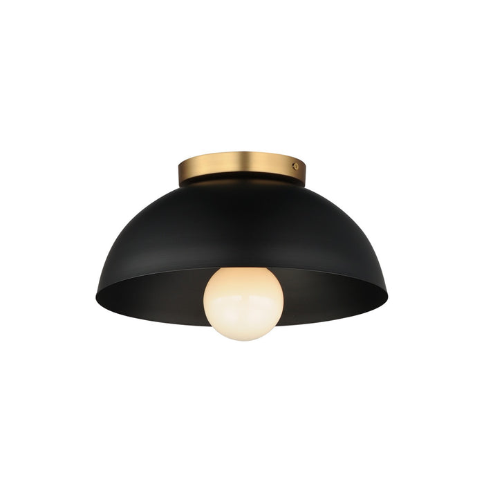 Thelonious One Light Flush Mount in Black / Natural Aged Brass