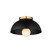Thelonious One Light Flush Mount in Black / Natural Aged Brass